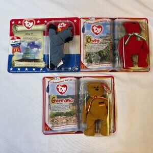 McDonald's Ty Beanie Babies 2000 Bears Set of 3 NIB Lefty, Osito, Germania